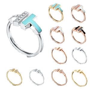 the New Double T-shaped Brand Designer Midi Rings Opening Sterling Sier Band Rings, 1.1with Original Fashion Woman Jewelry Ring with Box