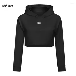 アクティブシャツA 2024yogaコートクロップトップルーズフーディー女性服スポーツ用途のカスロロゴフィットネスランニングSW