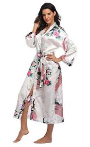 Sexig pyjamas het försäljning svart sommar satin kimono badrock kvinnor brud brudtärna bröllop mantel klänning klänning sexig blomma lång sömnkläder m-3xl 240410