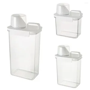 Flüssigseifenspender, tragbar, luftdicht, Aufbewahrungsbox für Waschmittel, Pulver, transparenter Waschbehälter mit Messbecher, Müsli