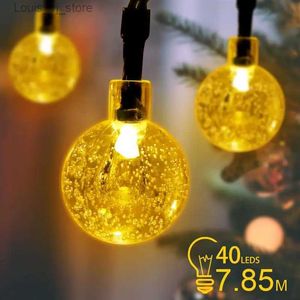 Stringhe LED Luci solari a corda Lampade a sfera di cristallo per esterni Lucine impermeabili per giardino Paesaggio domestico Decorazioni natalizie YQ240401