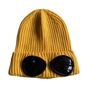 Hattar halsdukar set c p två linsglasögonglasögon mössa män stickade mössor utomhus kvinnor unisex vinter beanie topstoney svart grå motorhuv