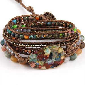 Catena RH Moda Accessori per gioielli bohémien Fascino in pietra naturale Bracciale da imballaggio fatto a mano a 5 fili Regalo per festival Q240401