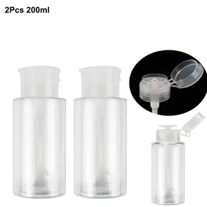 Storage Bottles 2Pcs 200ml Empty Press Pump Dispenser Refillable Makeup Nail Polish Remover Cleaner Container For Manicure Tools