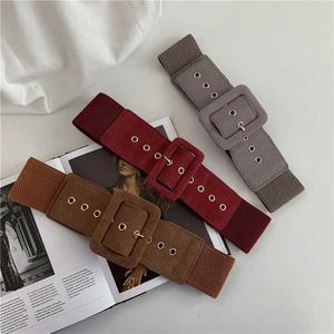 Bälten Kvinnor Bälte Elastiska breda midjan Fashionabla spänne Elastiska bälte Kvinnor Klädbältdekoration Klänning Jacket Tröja Party Womens Belt Q240401