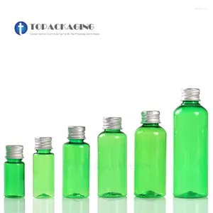 Storage Bottles 10/20/30/50/60/100ML Screw Cap Bottle Green Plastic Cosmetic Shampoo Container Empty Lotion Shower Gel Refillable Aluminum