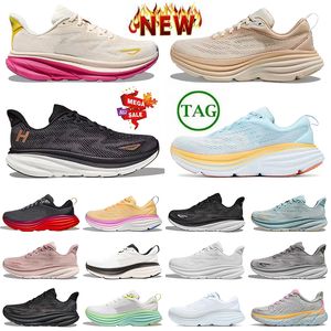 2024 Moda Donna Uomo Mesh Cloud Scarpe da corsa Piattaforma Clifton 9 Bondi 8 Scarpe da ginnastica Triple Bianco Nero Persone libere Bellwether Blu Sport all'aria aperta Sneakers Runners