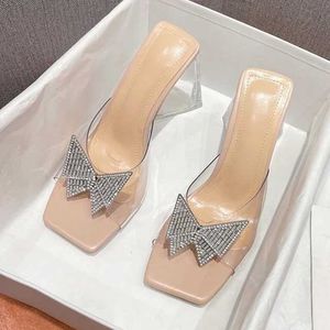 Sapatos de vestido moda strass bowtie fivela chinelos mulheres verão pvc transparente geléia sandálias cristal perspex saltos senhoras vestido sapatos h2404019xly