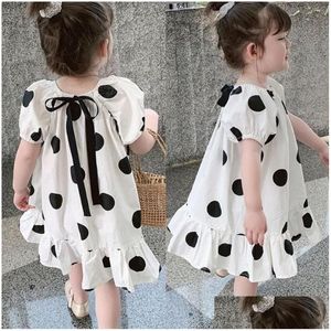 Meninas vestidos de verão vestido grande bolinhas princesa doce crianças roupas roupas da menina bonito crianças 3 4 5 6 7 8 anos entrega gota dh0py