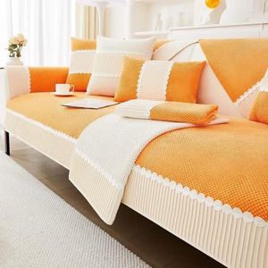 Stol täcker fyra säsonger Universal Chenille Sofa Cover Slipcovers Solid Color Anti-Slip Mat for Living Room L Form Couch Cushion