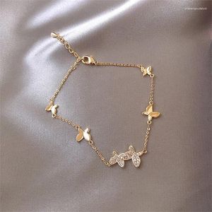 Charm-Armbänder, versilbert, Anti-Allergie-Hochzeitsarmband, Damen-Paar, klassischer Kristall-Schmetterlings-Handschmuck, modisches Jubiläumsgeschenk