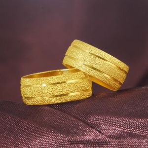 24k Yellow Gold Color Ring for Women Men Matte Thick Wedding Engagement Birthday Couple Match Finger Rings Jewelry Gift 240401