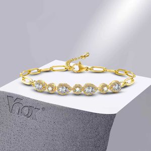 Chain Vnox Bling Cubic Zirconia Bracelets for Women Lady Party Gifts Gold Color Metal Link Chain Wristband New Fashion Bijoux Q240401