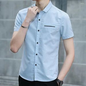 Herrklänningskjortor kläder Kort ärmgrön man toppar vanligt formella och blusar för män kontor designer casual asia xxl koreansk stil normal