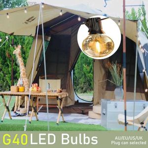 Sznurki LED 21M G40 Ball String Light Garden Patio Wodoodporny oświetlenie obozu na świeżym powietrzu przezroczystą dekorację żarówki vintage do ślubnej kawiarni YQ240401