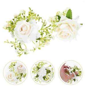 Dekorativa blommor handledsblommor Corsage Armband Bride Wristlet Dress Boutonniere Armband Wedding Wristband Bridesmaid Decor