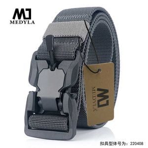 Bälten Medyla Tactical Belt Quick Release Buckle Elastic Belt Leisure Nylon Tool Training Belt Mens Belt MN057 Q240401