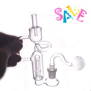 Partihandel Protoable Pyrex Tjock liten återvinningsvatten Dab Rig Bong Comb med Perc Percolator och 14mm Glass Oil Burner Bowl Hookah Water Pipes för Tobacc