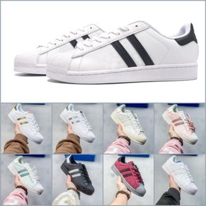 Модная повседневная обувь Stan Smith Superstars Мужчины Женщины Тройной черный белый Oreo Laser Золотая платформа Спортивные кроссовки Кроссовки на плоской подошве Спортивная обувь на открытом воздухе