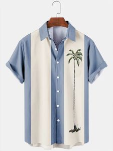 Гавайская рубашка, мужская летняя 3d праздничная блузка с короткими рукавами и принтом кокосовой пальмы, повседневная блузка большого размера, 240326