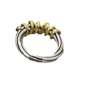 Torcido DY Banda Vintage Designer Anéis de Casamento para Mulheres Homens Presente Diamantes Sterling Sier Moda 14k Chapeamento de Ouro Noivado Dy Anel Jóias