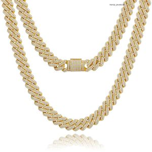 Hip Hop Jewelry 14mm Solid 14k Real Yellow Gold Vvs Moissanite Diamond Iced Out Cuban Link Chain Necklace for Men