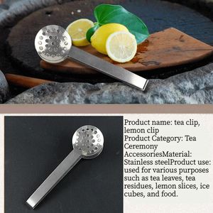 2024 SACO DE TEA ATELHANTE DE AÇO INOXIMENTE Squeezer Sager Tong Tong Herb Grip Kitchen Tool Lemon Slice Clip1.Para um squeezer de chá de aço inoxidável