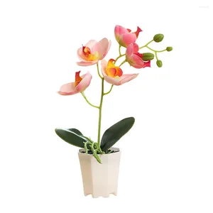 Flores decorativas borboleta artificial orquídea vaso de planta plástico falso phalaenopsis buquê decoração desktop ornamentos decoração do quarto casa