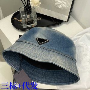 P Family 23 Wysokie wydanie męskie i damskie styl para Made Old Wash Water Denim Casual Fashion Triangle Etykieta Fisherman Hat