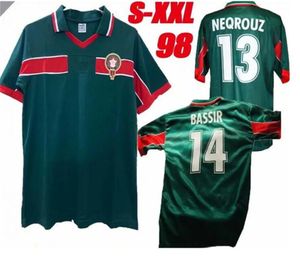 Retro Classic 1998 World Home Morocco Soccer Jerseys Hadji Ouakili Neqrouz Bassir 98 Retro Football Size: S-XXL