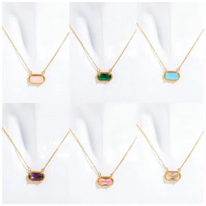 Necklaces Pendant Necklaces Necklace Stone Real 18K Gold Plated Dangles Glitter Jewelries Letter Gift With free dust bag