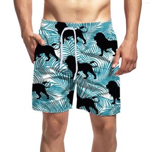 Shorts masculinos Mens Board Trendy Hawaiian Print Cordão Duplo Bolso Calças Joelho Troncos Verão Seaside Swimwear Hombre
