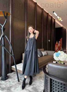 Basic & Casual Dresses designer P Family 2023 Summer Chest Triangle Decorative Lace Panel Side Pocket Black Sleeveless Strap Dress 0N5B 0WXR