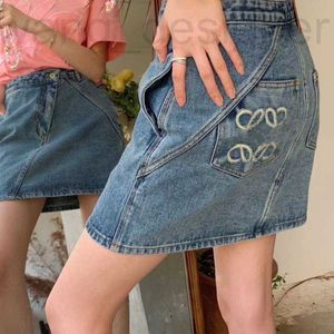 Skirts designer Basic Casual Dresses High-waisted Belted Denim Skirt - Vintage Blue Jean Split for Women Korean Streetwear Style GR0Y