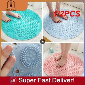 Banyo Paspasları 1/2pcs Banyo Güvenliği Duş Yuvarlak Anti-kayma Mat PVC Plastik Masaj Halı Drenaj Emme Kupası