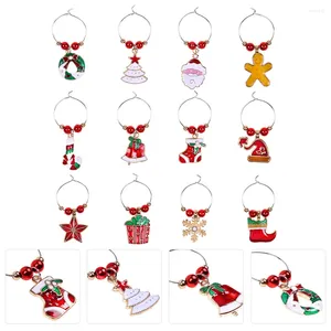 Wine Glasses Christmas Glass Ring Tags Charms Makers Identifier Xmas Party Favors Markers Cocktail Garnishes Drinks