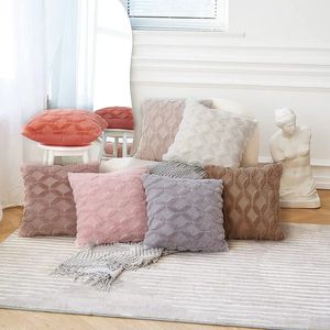 3D Rhombus Plush Pillow Cover Geometric Decorative Throw Pillow Case Soft Cozy Bed Sofa Cushion Cover for Nordic Home Fall Decor