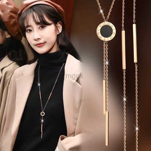 Pendant Necklaces Fashion Geometric Disc Roman Digit Numbers Long Tassel Necklaces Pendants Autumn Winter Sweater Chain Necklace Women Jewelry 240330