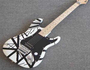 Custom Shop Char Gang Edward Van Halen 5150 White Black Stripe Electric Guitar Floyd Rose Tremolo Bridge Locking Nut Single Brid1670832