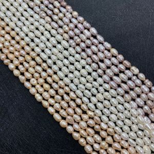 Bransoletki 100% naturalne pieśni z perłami słodkowodnymi 56 mm wysokiej jakości ryżu Perły dla biżuterii DIY, dzięki czemu kobiety bransoletka