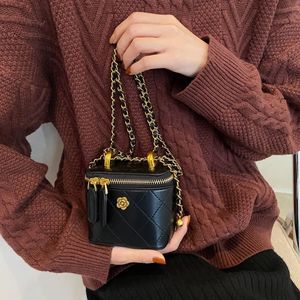 Cicu Rhombus Mönster Mini Box Bag For Women Luxury Designer Axelkedjesäckar Ladies Fashion Crossbody Hand 240326