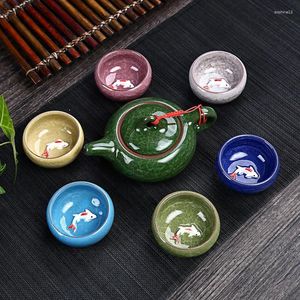 Teaware sätter multicolour frisk teuppsättning eftermiddag teaset för kontorsrummet kinesiska fritidsceremoniverktyg potcup