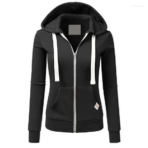 Kadın Hoodies Kadın Sweatshirt Bahar Sonbahar Fermuarı Hoodie Spor Paltolar Uzun Kollu Basit Sıradan Gevşek Ceket Katı Giysiler Mujer