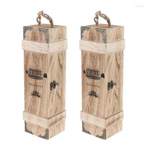 Gift Wrap 2Pcs Personality Wood Single Red Wine Box Carrier Packaging Case