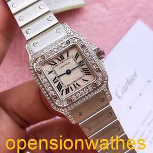 Lyxklockor Carters Santos 24mm Precision Steel/Back Diamond Small Quartz Business Womens Watch Precision Steel Gray Pan Back Diamond W20056D6 Steel Band FN15