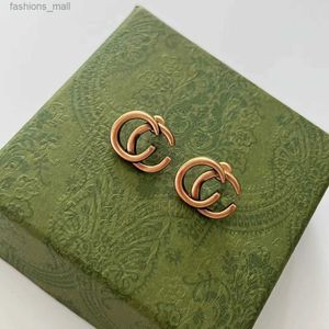 Brincos de designer para mulheres, letras clássicas, com selos, retrô, ouro 14k, para mulheres, festa de casamento, presente de aniversário, joias