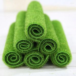 Decorative Flowers 1Pcs 15cm Artificial Grassland Simulation Moss Lawn Turf Fake Green Grass Mat Carpet DIY Micro Landscape Home Floor Decor