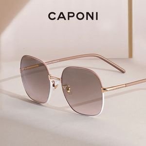 Caponi Kadın Güneş Gözlüğü Moda Meydanı Modeli Stil Güneş Gözlükleri Gradyan Lensler UV400 Koruma Gözlük Paketi Kutu CP21032 240326