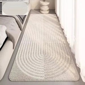 Nordic Style Carpets Warm Fluffy Bedroom Rugs Striped Bedside Rug Large Carpet Area Floor Long Mat Living Room Home Decor 240401