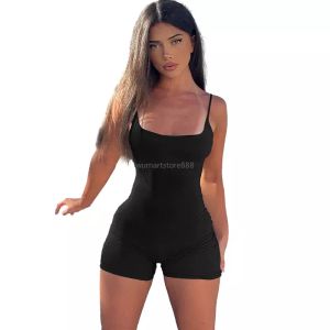 2024 Designer Sexy Summer Rompers Women Spagetti Straps Jumpsuits Solid Bodycon Playsuits One Piece Bodysuits Night Club Wear Wholesale Clothes